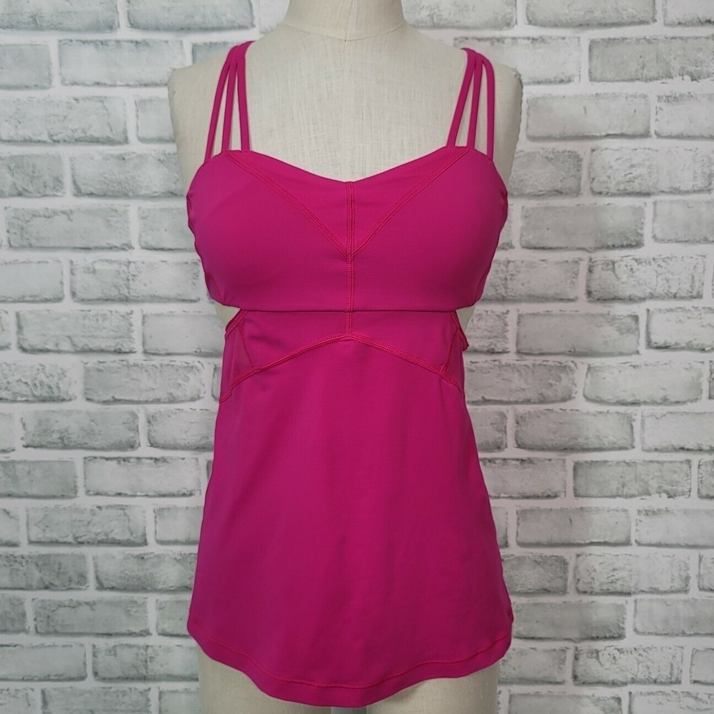 Lululemon Size 4 Exquisite Tank 2 Jeweled Magenta Strappy Back Workout Gym - Picture 3 of 12